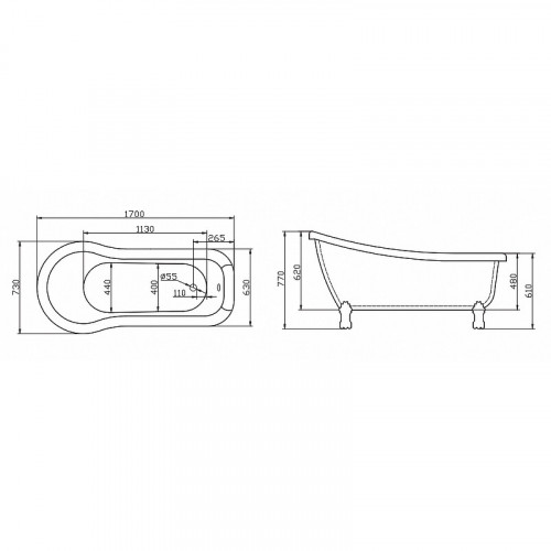 Акриловая ванна BelBagno BB20-1700 170x73 белый