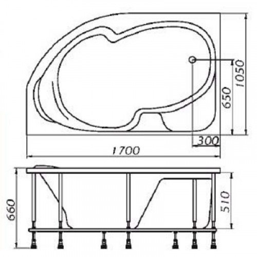 Ванна акриловая Relisan Sofi  R 170x105 см Гл000009445