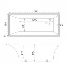 Ванна из литьевого мрамора Marmo Bagno Милано MB-M170-75 170х75