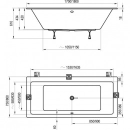 Ванна акриловая Ravak Formy 01 Slim C691300000 170x75 белый