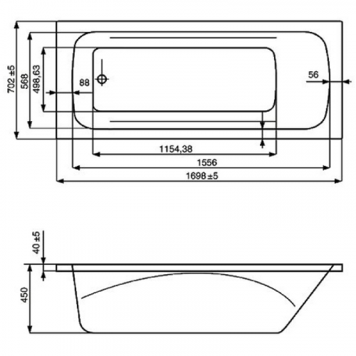 Акриловая ванна Roca Line 160x70 ZRU9302985