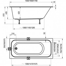 Ванна акриловая Ravak Chrome Slim C731300000 160х70 белый