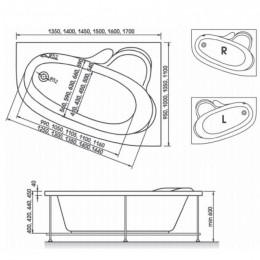 Акриловая ванна Relisan Ariadna L 150x100 см, левая Гл000000533