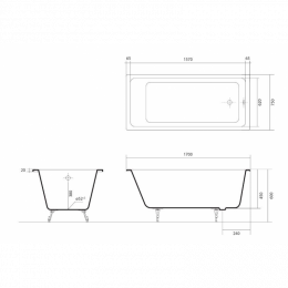 Ванна чугунная Aquatek Альфа AQ8970F-00 170х75