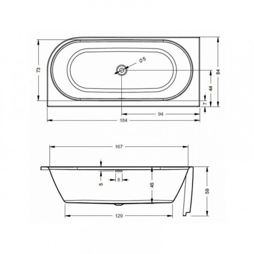 Акриловая ванна Riho Desire 184 BD0510500000000, 184x84 см