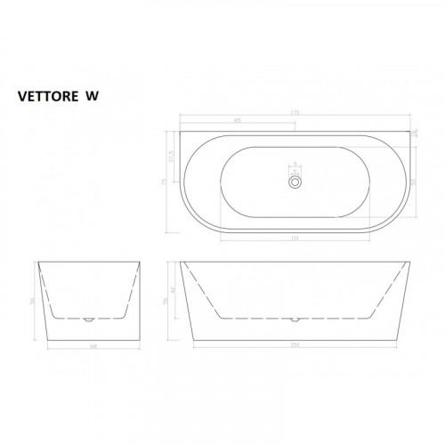 Ванна акриловая Cerutti SPA Wettore W CT9345 170x75 белый