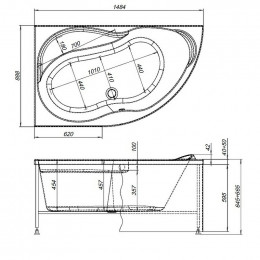 Акриловая ванна Aquanet Graciosa 150x90 правая 205389 без гидромассажа