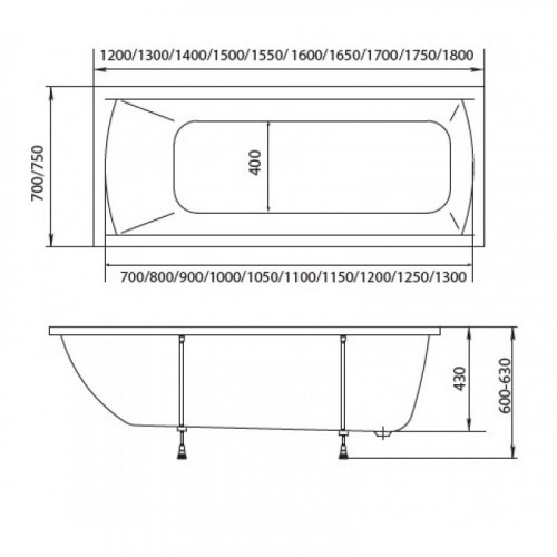 Акриловая ванна Marka One Modern 01мод1775 170х75 белый