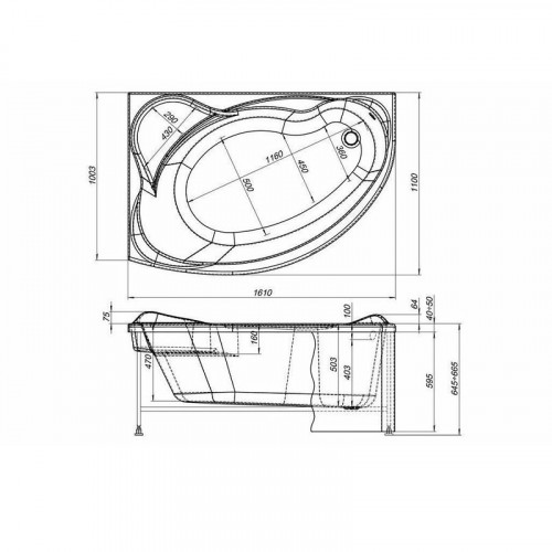 Акриловая ванна Aquanet Jamaica 160x100 левая 205486 без гидромассажа