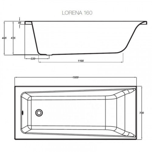 Акриловая ванна Cersanit Lorena 160 63322