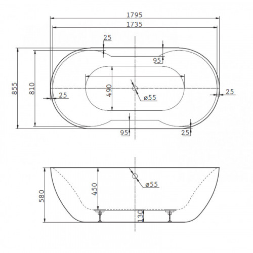 Акриловая ванна BelBagno BB28 179.5x85.5 белый
