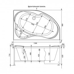 Акриловая ванна Aquanet Capri 160x100 R 203915