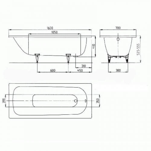 Стальная ванна Kaldewei SANIFORM PLUS 362-1 Standard 160х70
