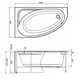 Акриловая ванна Aquanet Mia 140x80 левая 246496 без гидромассажа