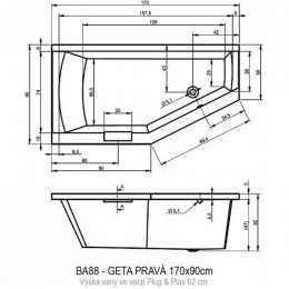 Акриловая ванна Riho Geta Plug&Play 170 BD4800500000000, 170x90 см