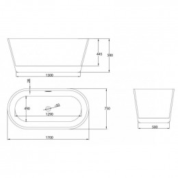 Ванна акриловая Grossman Forta GR-1503 170х75 белый глянцевый